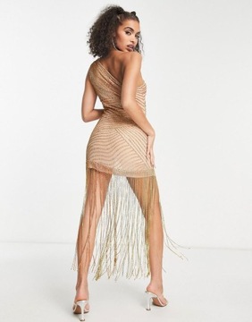 АСИММЕТРИЧНОЕ ПЛАТЬЕ Asos Design NG3 cob с декором бахромой S