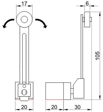 Концевой выключатель с регулировочным рычагом. LSME8108 Ролик Tracon