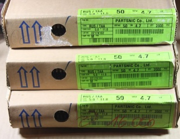 KONDENSATOR ELEKTROLITYCZNY 4,7uF 50V 2000szt!