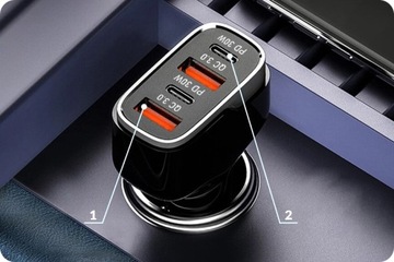 АВТОМОБИЛЬНОЕ ЗАРЯДНОЕ УСТРОЙСТВО Webski 60 Вт 2xUSB 2xUSB TYPE-C PD 30 Вт QC LED