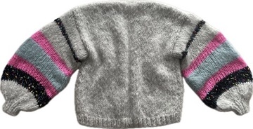 Sweter kardigan handmade bufiaste rękawy Alpaka S M L