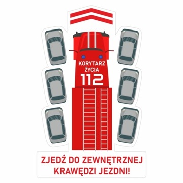 Naklejka KORYTARZ ŻYCIA na wóz strażacki duża 57 cm x 90 cm