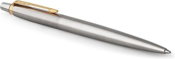 Ручка и шариковая ручка Parker Jotter, СТАЛЬ GT, ПОЗОЛОЧЕННЫЙ КОЖАНЫЙ ЧЕХОЛ, ГРАВИРОВКА