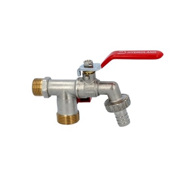 Kran ogrodowy dwa wyjścia 1/2''x3/4x3/4 mosiądz