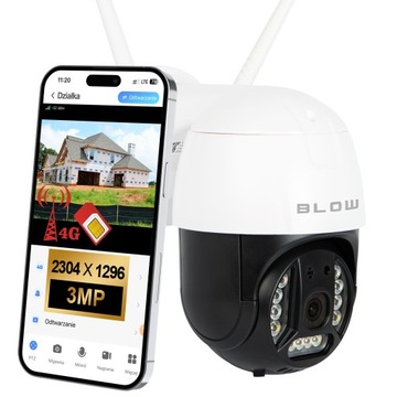 Kamera OBROTOWA ZEWNĘTRZNA 4G ZOOM PTZ BLOW na kartę SIM GSM LTE 3MPx SMART