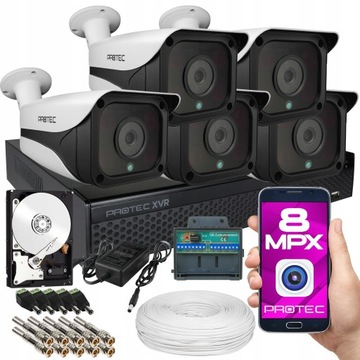 MONITORING 5 DUŻE KAMERY ROZDZIELCZOŚĆ 4K 8MP 1TB