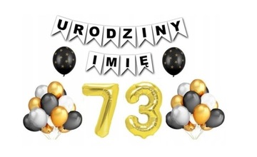 Zestaw na 73 Urodziny Balony Baner Dowolne Imię