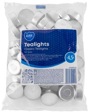 Tealight podgrzewacze 4,5h 50 sztuk do świecznika