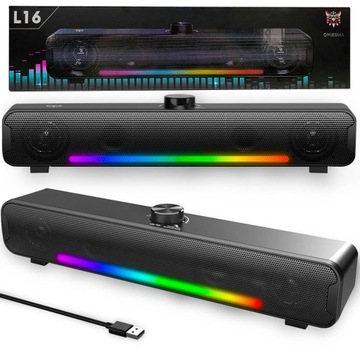 ONIKUMA L16 GŁOŚNIK GAMINGOWY USB RGB DO KOMPUTERA GRANIA SOUNDBAR BT 5.3