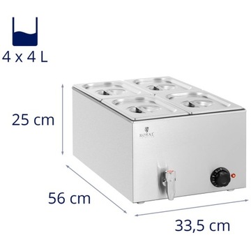 Электрический нагреватель «Бейн-Мари» с краном 4 x GN 1/4 600 Вт