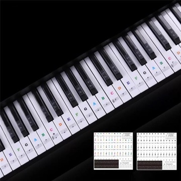 NALEPKI NA KLAWISZE KEYBOARD PIANINO NUTY KOLOROWE
