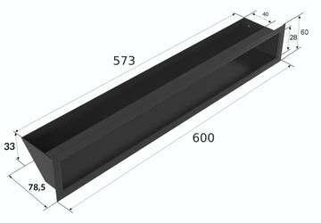 Каминная решетка LUFT 60x600 45s черная 6x60 черная современная вентиляция