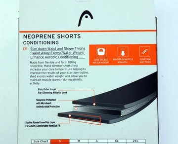 Spodenki damskie SHORTS neoprenowe HEAD FITNESS Siłownia Aerobik r. L szare