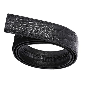 Męska luksusowa grzechotka aligatorowa zamienna o szerokości 35 mm, skórzana typu C, czarna