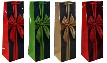 Бумажные пакеты 12х11х39, декоративные ламинированные пакеты для бутылки вина х10