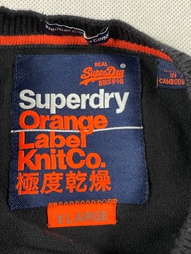 SuperDry sweterek orange label unikat logo ideał L