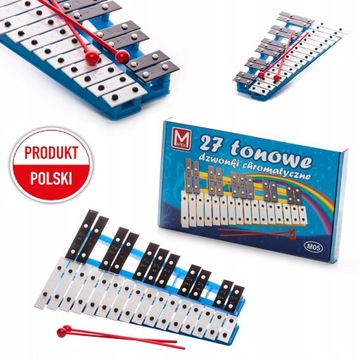 CYMBAŁKI SZKOLNE INSTRUMENT DZWONKI CHROMATYCZNE 27 TONOWE POLSKIE DUŻE