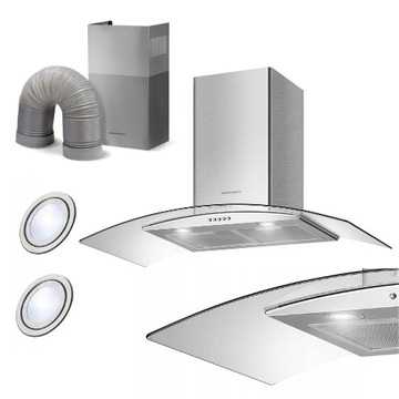 OKAP KUCHENNY KOMINOWY 90 cm POCHŁANIACZ KUCHENNY INOX BERDSEN BT-223