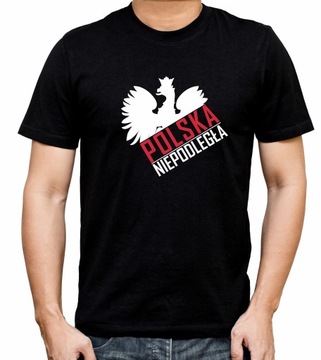 MĘSKA KOSZULKA PATRIOTYCZNA CZARNA BAWEŁNA r.XL