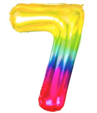 Cyfra Cyferka 7 Balon Tęczowy 100 cm