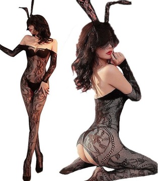 BODYSTOCKING BIELIZNA EROTYCZNA SEKSOWNY KOMBINEZON Z SIATECZKI I KORONKI