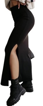 ДЛИННАЯ ЮБКА-КАРАНДАШ ПУШАП, ДРАПИРОВАННАЯ, ПРИГЛАШАЕМАЯ, С РАЗРЕЗАМИ, ЧЕРНАЯ