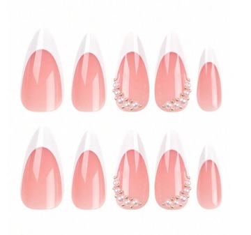 Искусственные ногти Tipsy Almond Classic French Self -Adhesive Gel 24 ПК