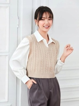 SHEIN __MI5 KAMIZELKA KRÓTKA SWETER PLEACIONA __M