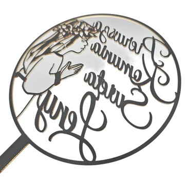 Топпер для первого причастия с именем и девушкой, золото ИМЯ причастия, золотое зеркало