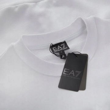 BLUZA EMPORIO ARMANI EA7 BEZ KAPTURA DUŻE HAFTOWANE LOGO BIAŁA