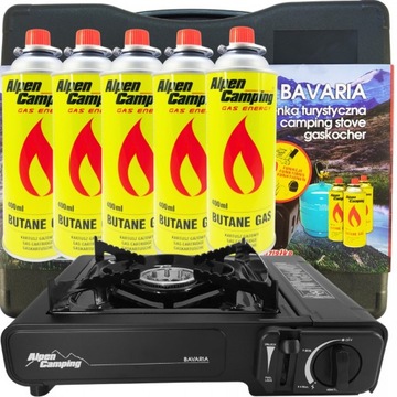 KUCHENKA TURYSTYCZNA GAZOWA BAVARIA + 5 x GAZ WALIZKA