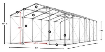 Садовая палатка 5х12м [3м] Зимняя DAS 560 WP