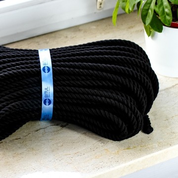 ЧЕРНАЯ ХЛОПКОВАЯ ВЕРЕВКА 6ММ 50 МЕТРОВ
