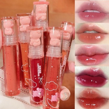 6 szt. Bear Lip Glaze pomadka w płynie, śliczny błyszczyk do ust,