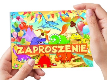ZAPROSZENIE DINOZAURY NA URODZINY DZIECKA + KOPERTA GRATIS