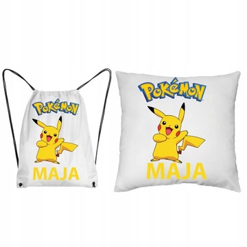 ZESTAW PODUSZKA + WOREK Plecak Pokemon GO Pikachu