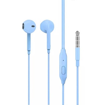 SŁUCHAWKI PRZEWODOWE DOUSZNE DENMEN JACK 3,5MM UNIWERSALNE NIEBIESKIE