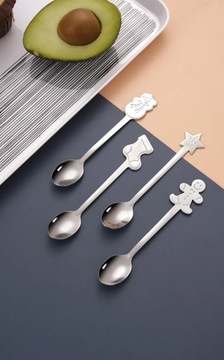 Креативный рождественский набор посуды из стальной ложки, десертное мороженое, кофе