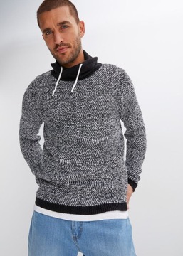 B.P.C Czarno-biały sweter ze stójką ^52/54, L