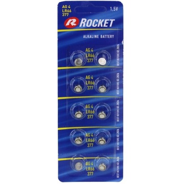 BATERIE ALKALICZNE 10SZT AG4 LR66 377 ROCKET 1,5V BATERIA