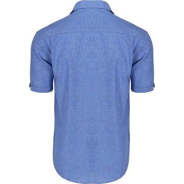 Lniana szeroka bardzo duża niebieska koszula męska Unique XL_klatka_128