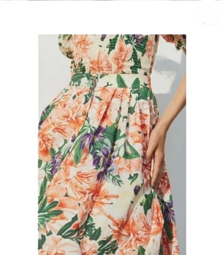H&M spódnica letnia rozkloszowana w kwiaty rozpinana 36/38