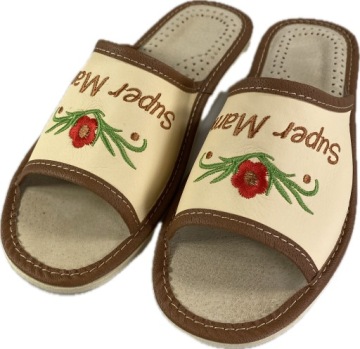 PANTOFLE KAPCIE DAMSKIE BEZOWE SUPER MAMA KWITBUT R38