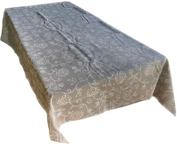 OBRUS OGRODOWY PIANKOWY PIANKA PROSTOKĄTNY 135x180 cm SZARY kwiaty OLDMAN