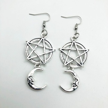 Vintage Goth Gothic Pentagram kolczyki w kształcie