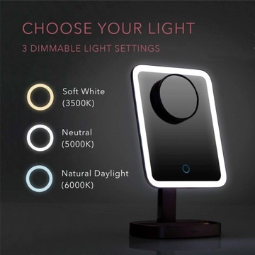 Зеркало для макияжа x15, 3 настройки светодиодной подсветки