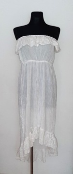 277. OCEAN CLUB biała asymetryczna sukienka haft r 38