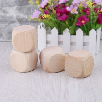 Wooden Cubes Crafts Blank Dice Six Sided D6 Faces