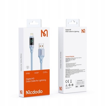 КАБЕЛЬ MCDODO С ДИСПЛЕЕМ USB-C БЫСТРАЯ ЗАРЯДКА USB TYPE C 5A 100W 2M