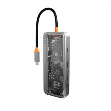 Stacja dokująca z adapterem koncentratora 8×USB100W 4K USB3.0 Edycja specjalna Przezroczysta